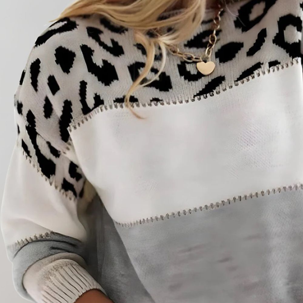 Selene – Pletený svetr s leopardím vzorem